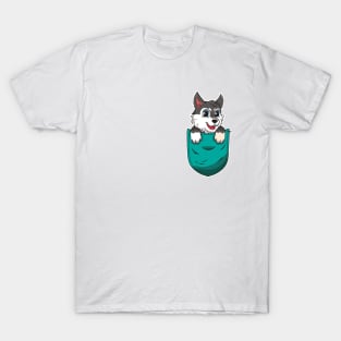 Cute Cartoon Dog in a pocket T-Shirt